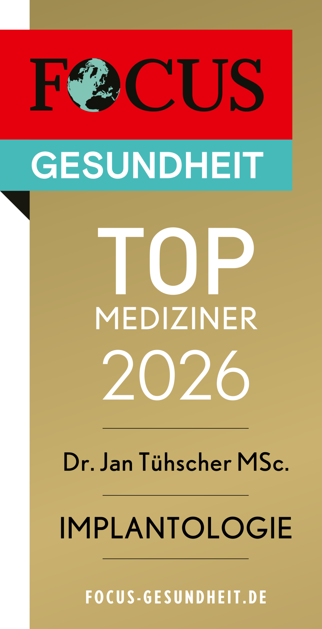 Siegel Top Mediziner 2026 in der Implantologie.